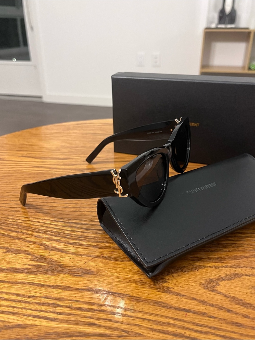 NWT Saint Laurent Black Shield Sunglasses with Silver YSL Accents